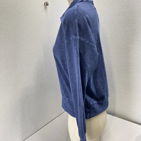 Hard Tail Forever Mineral Wash Half-Zip Shirt • Size L • Blue • Collar Pullover - Picture 6 of 10